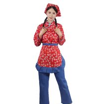 Floral village girl performance costume Tea garden tea picking woman performance tea art Tea ceremony Rural costume Ethnic village dance costume