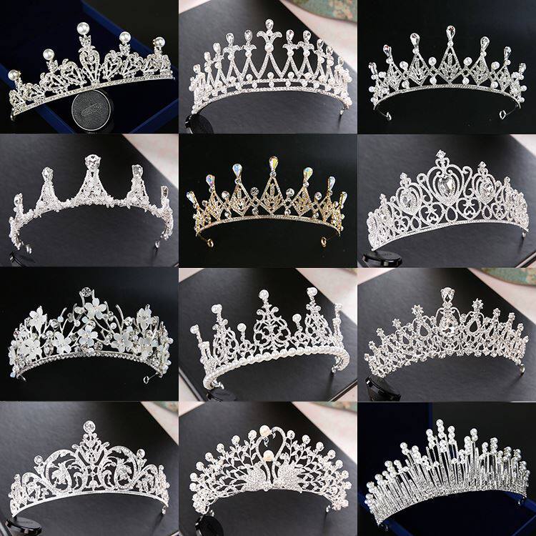 Bridal headdress Silver Korean style accessories Big crown rhinestone Sweet princess luxury wedding gift wedding hair accessories flash 