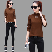 Autumn and winter new temperament to be slim and half high collar slim fit short style warm 100 hitch bottom-shirt woman long sleeve T-shirt