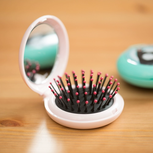 Портативная складная милая расческа, антистатический электрический пластиковый массажер, зеркало, комплект