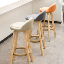 Modern simple solid wood bar chair high stool home back chair bar stool bar stool bar chair milk tea shop chair front chair