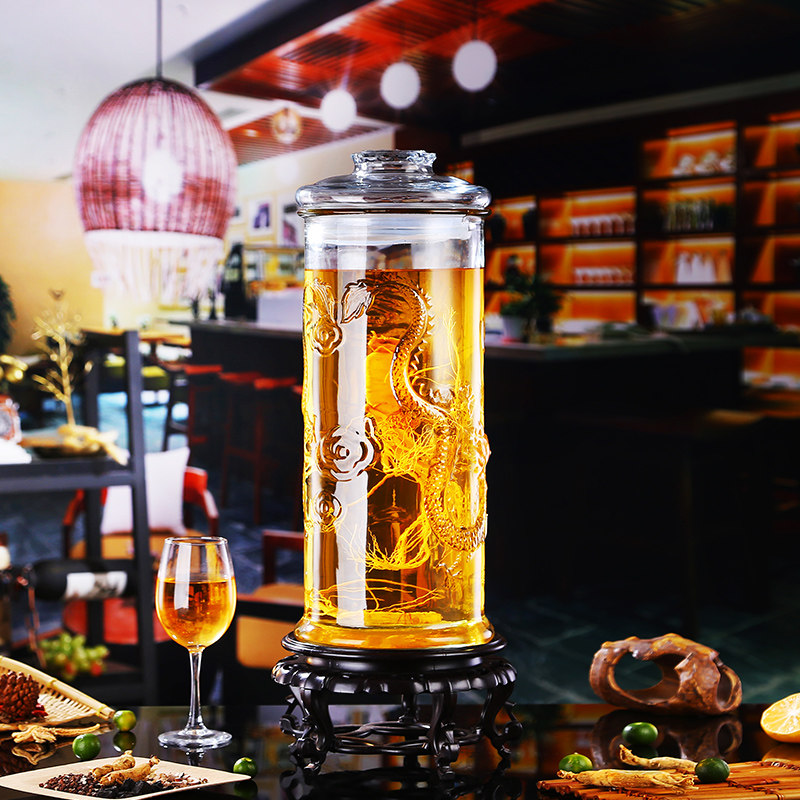 Bubble wine glass bottle with faucet 10 kg 20 kg bubble wine jar Medicine wine bottle Wine ginseng bubble wine bottle sealed tank