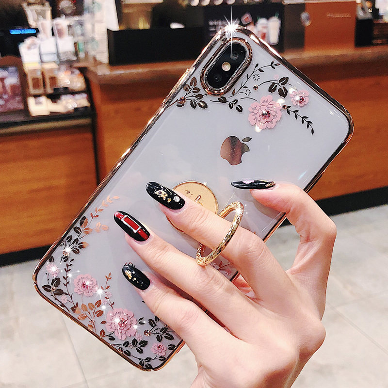 Suitable for Apple xsmax mobile phone protection shell new luxurious iphone tides xs transparent max shell female personality x with hanging rope gold full package xr anti-fall xsmas