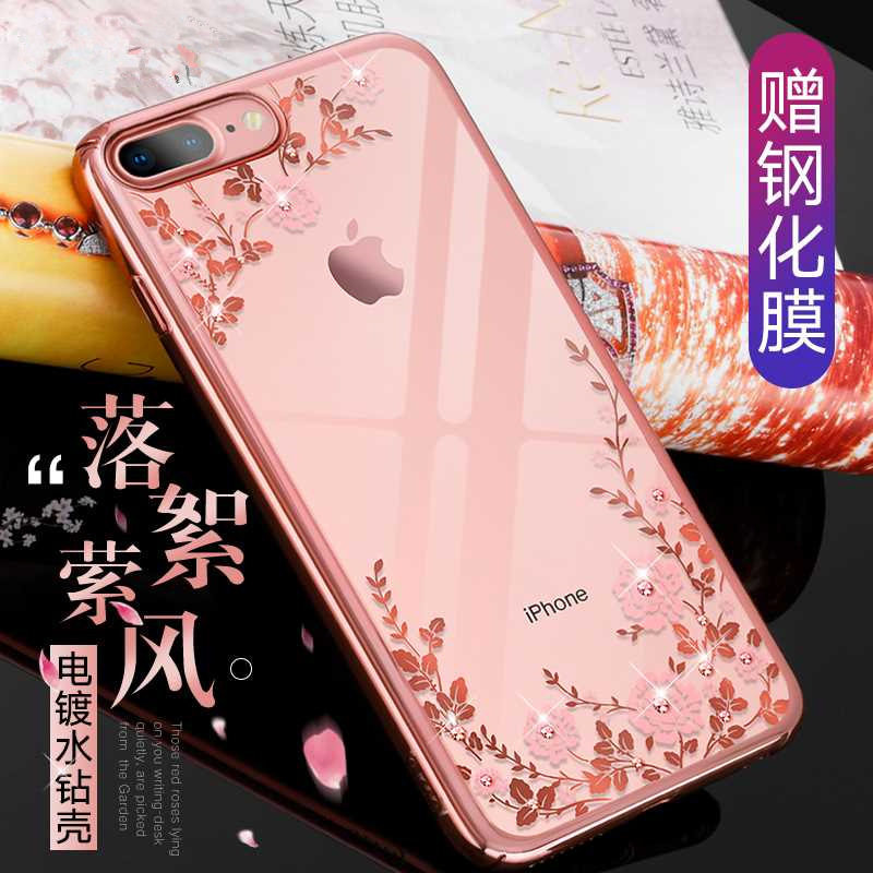 The new upscale luxury applies to iphone Apple 8plus phone protection shell women's new black ipone8plus water drill i8plus octatransparent iphong