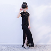 Little girl girls cheongsam dress 2021 new spring long-sleeved lace childrens cheongsam summer thin section western style Chinese style