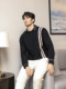 Autumn and winter inner wear for men, fake two-piece shirt collar, long-sleeved tops, high-end knitted sweaters, sweaters, bottoming shirts for men
