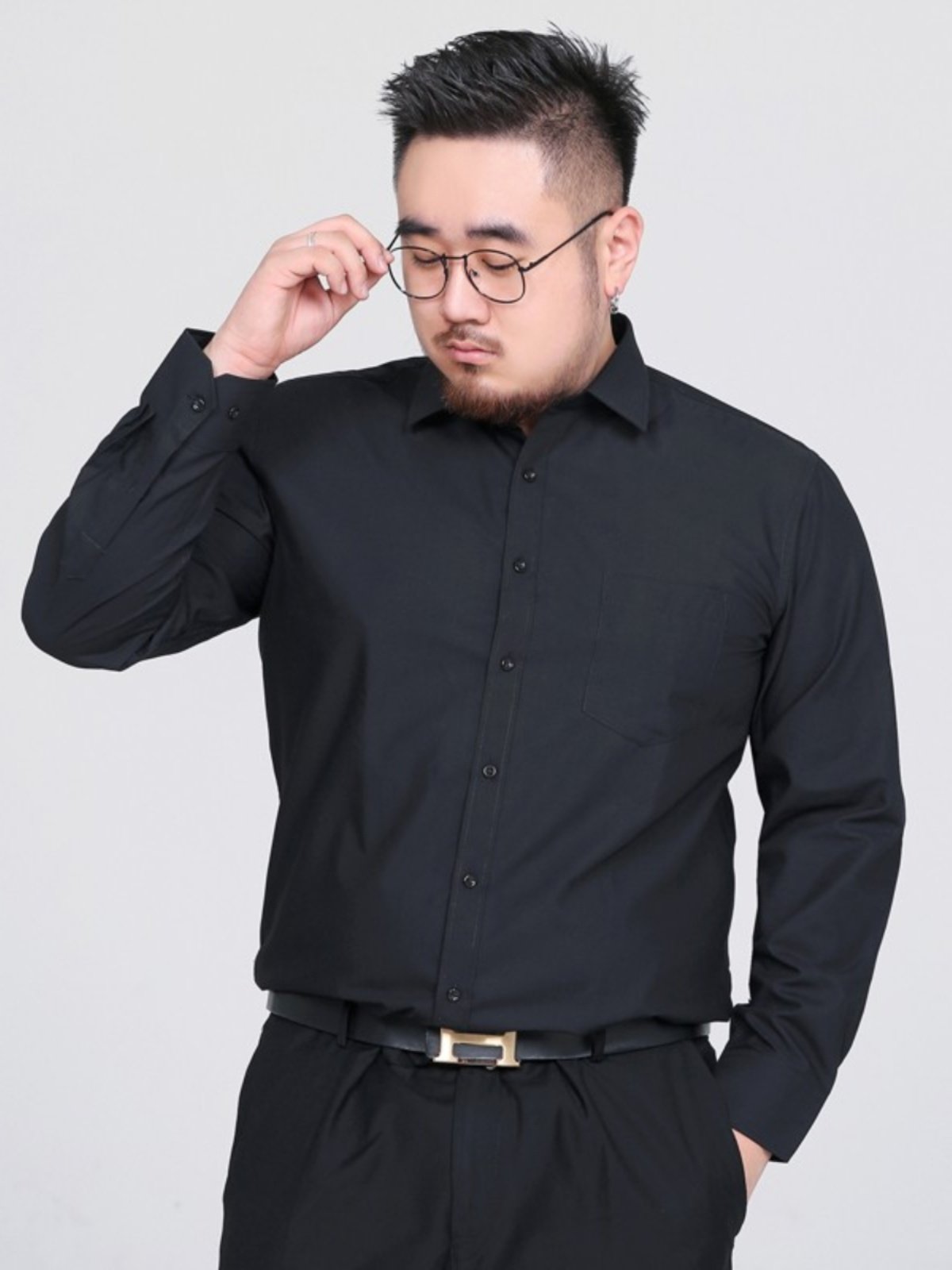 Plus-Size Men's Business Casual Comfortable Breathable Formal Long-Sleeve White Shirt, Extra Large Short-Sleeve Shirt