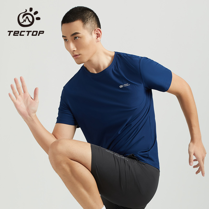 TECTOP Explores Outdoor Leisure Slow-Lift Short-Led Male Summer Breakthrough Pure Color Dry T-Shirt