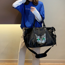 Travel bag Female portable short-distance lightweight cute cat head student living school small luggage bag Male out of the plane clothes bag