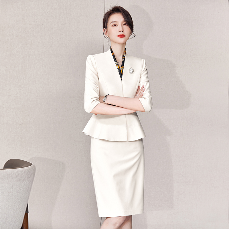 Spring Classy Professional Suit Skirt for Female Hostess, Hotel, Beauty Salon, Front Desk, Sales Department, Bank Reception Work Uniform Spring Classy Professional Suit Skirt for Female Hostess, Hotel, Beauty Salon, Front Desk, Sales Department, Bank Reception Work Uniform