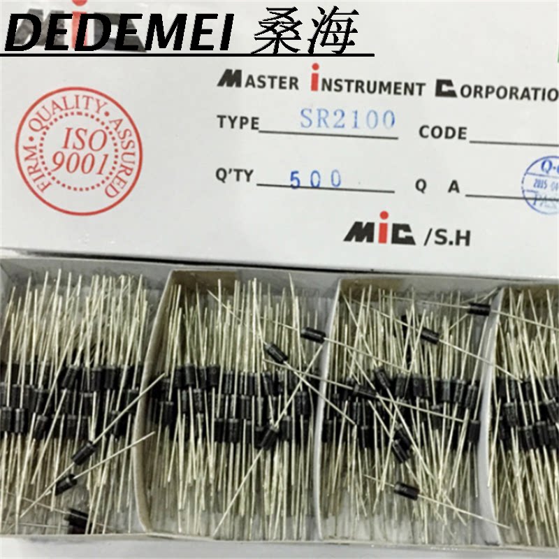 Schottky diode SR2100 2A100V straight insertion diode DO-15 brand new MIC box of 500 only