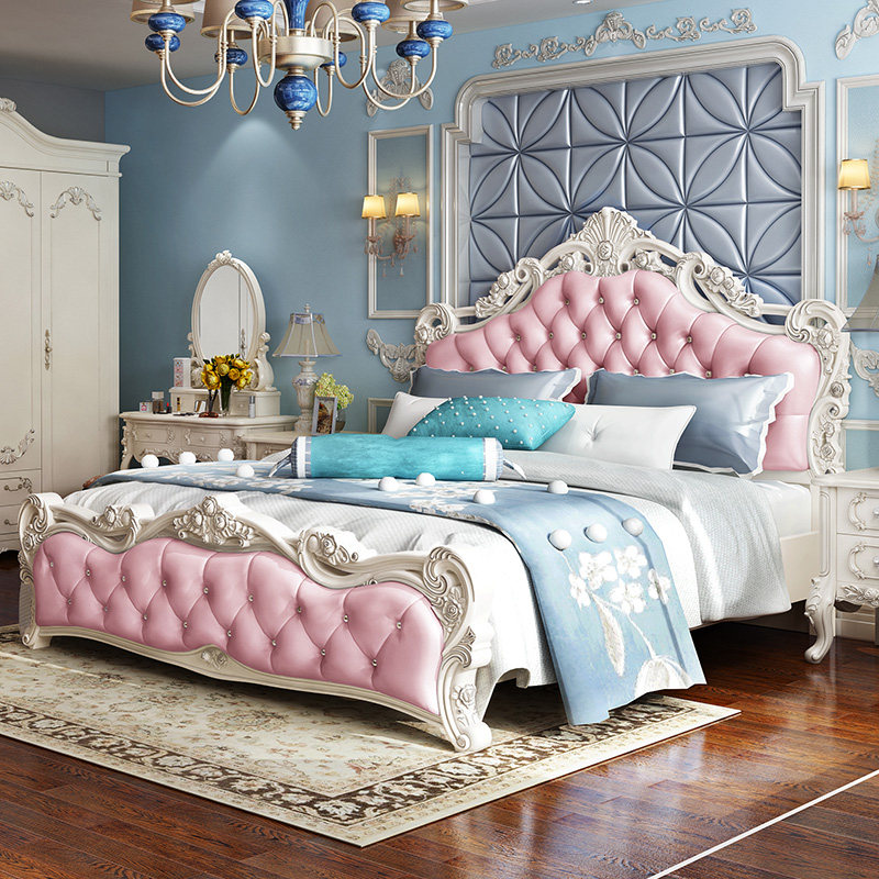 Eurostyle bed princess bed modern minimalist double man bed master bedroom 1 5 m solid wood wedding bed luxury furniture package combination