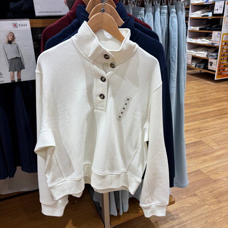 Button Collar Sweatshirt Uniqlo Women's Clothing/Sweatshirt 487585 Button Collar Sweatshirt Uniqlo Women's Clothing/Sweatshirt 487585