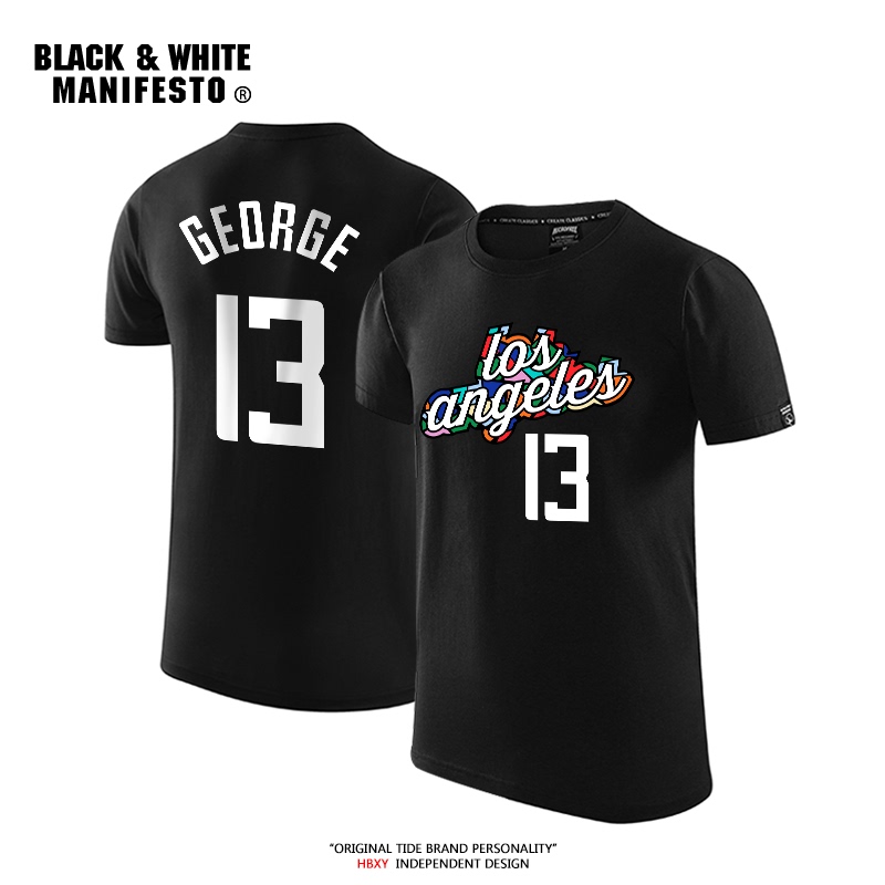 Clippers City Edition Paul George No. 13 Jersey Short Sleeve Leonard T-Shirt Basketball Loose Casual Trendy Men's