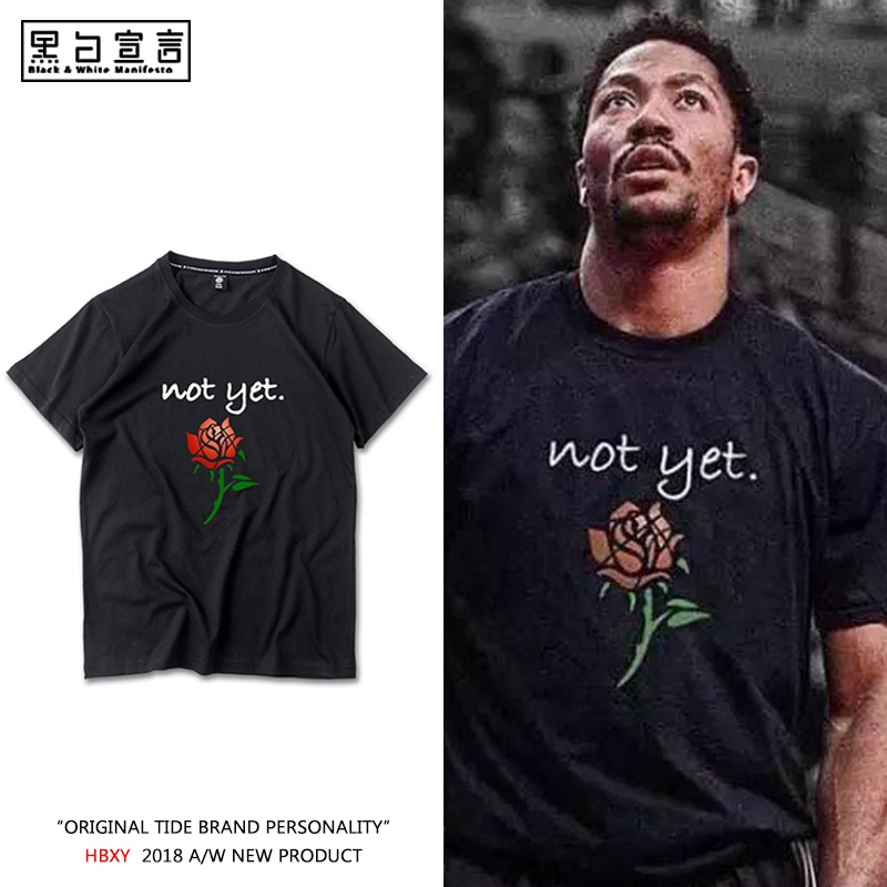 Derek Rose No. 1 Rose Edition Commemorative Basketball Short-Sleeve Trendy Cotton Student Casual Loose Half-Sleeve T-Shirt Men's Top