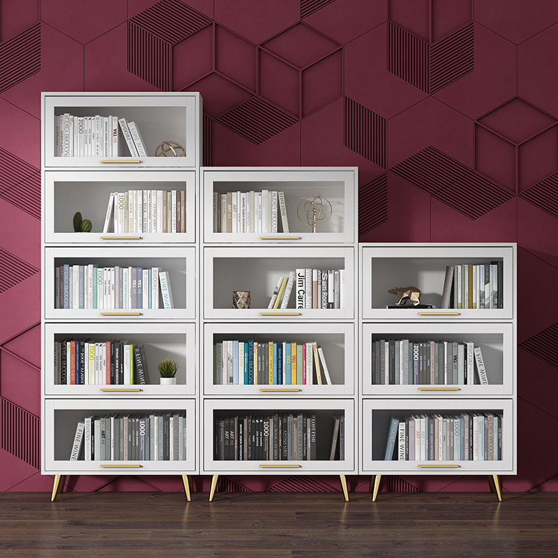 American bookcase Simply modern landing with glass door bookcase Nordic composite white shelf storage cabinet