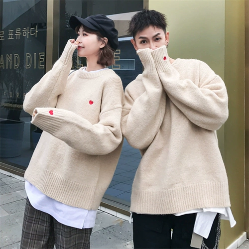 Осенняя парная одежда для влюбленных, пуховик, свитер, трикотажный кардиган, куртка, увеличенная толщина, в корейском стиле