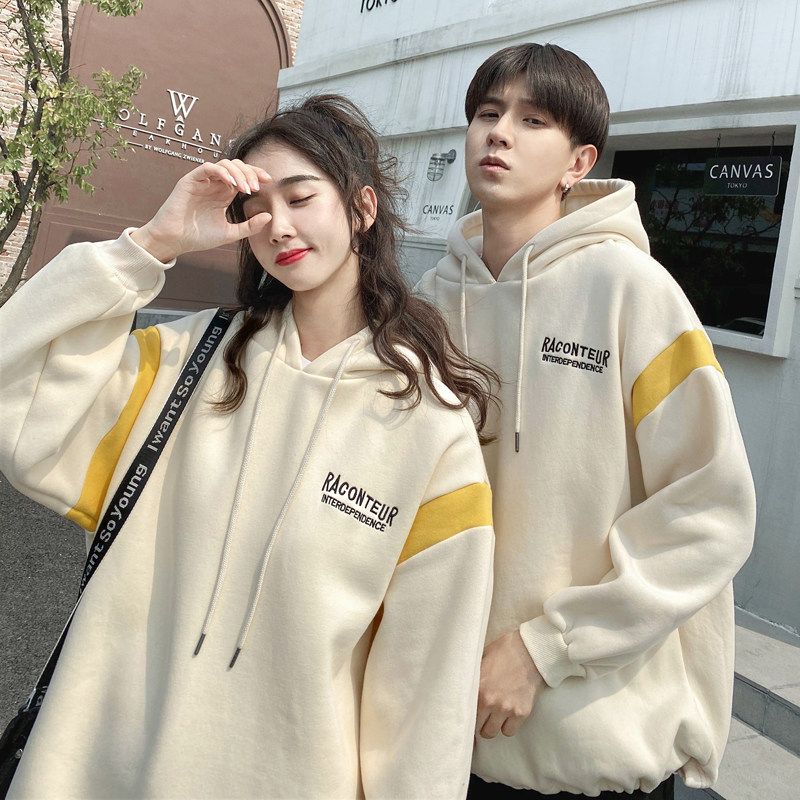 Couples autumn and winter new style plus fleece thick cotton T Korean version ins super fire harbor style versatile hooded student coat tide