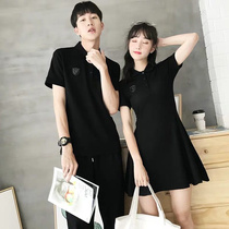 Couple dress summer new suit niche design polo shirt dress large size short sleeve t-shirt you dress my dress
