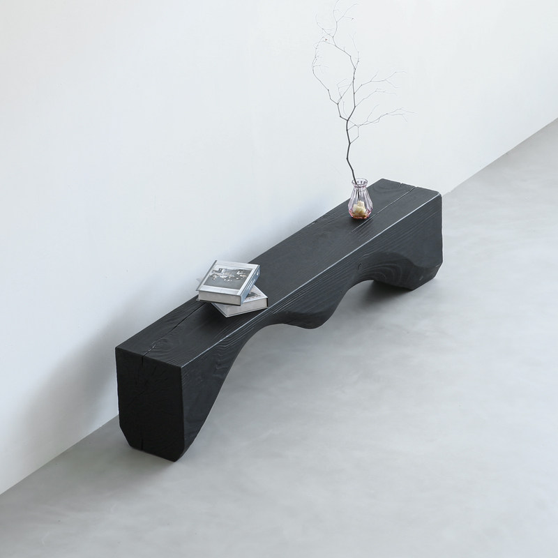Dream Longhome home Silence Wind Logs Long Bench Carbonated Black Solid Wood Changing Shoes Stool Follhouse Design Furniture Rest Stool