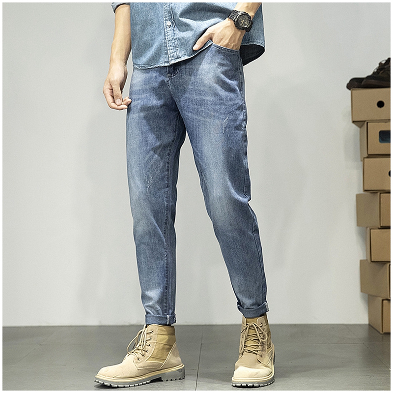 Boomer Jeans Men's Spring Autumn Season New Korean Version Sashimi Fashion Trends 100 Hitch Smoke Tubes Pants Men Loose Straight Barrel Long Pants