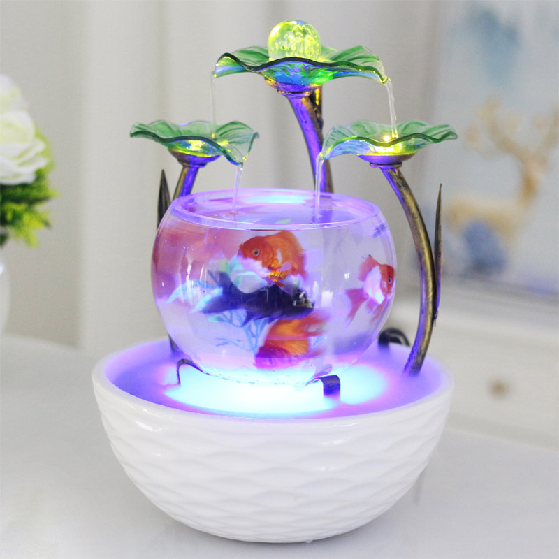 Fish tank Living room Small desktop Feng Shui Feng Shui Mini Creative Gold Fish Tank Aquarium Ultra White Glass Ecological View