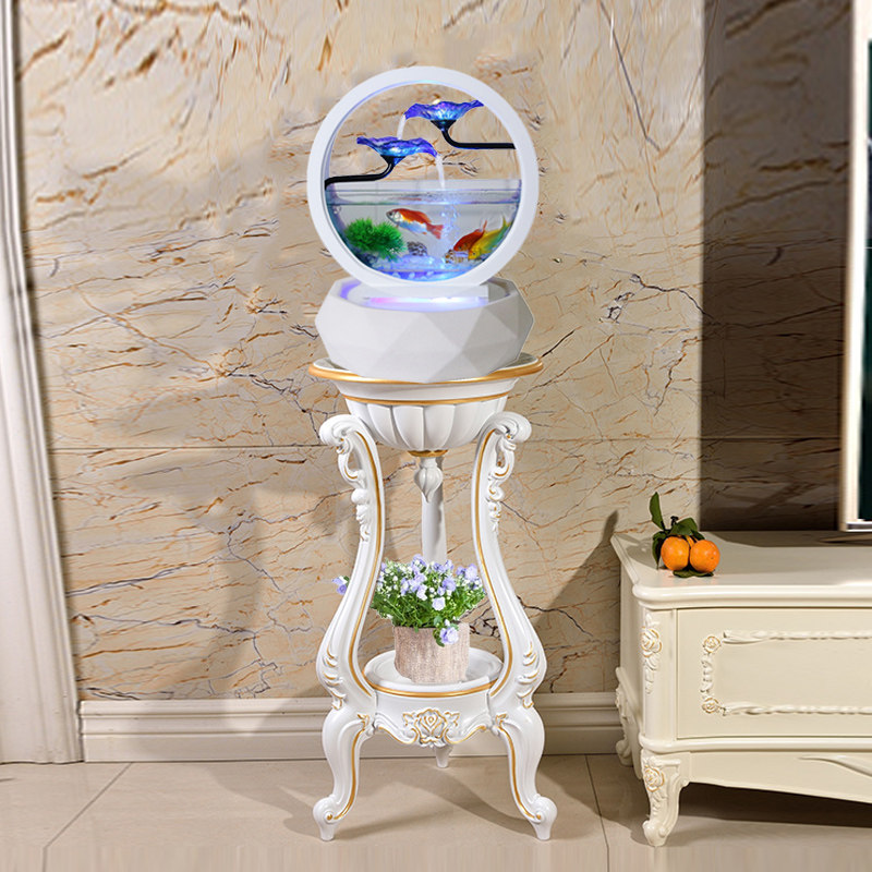 Small fish tank small desktop living room European-style new household ultra-white glass creative ecological goldfish tank aquarium base