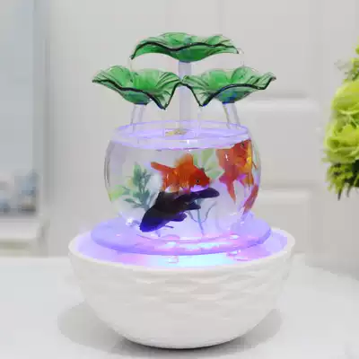 Creative fish tank small desktop glass self-circulating water cultivation fish tank Betta new household lazy round ornamental fish