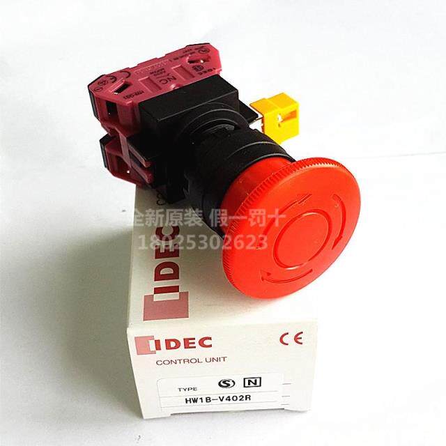 New original dress IDEC and Quan 22mm Urgency Stop Button Switch HW1B-V402R Emergency Stop Key HW-CB02
