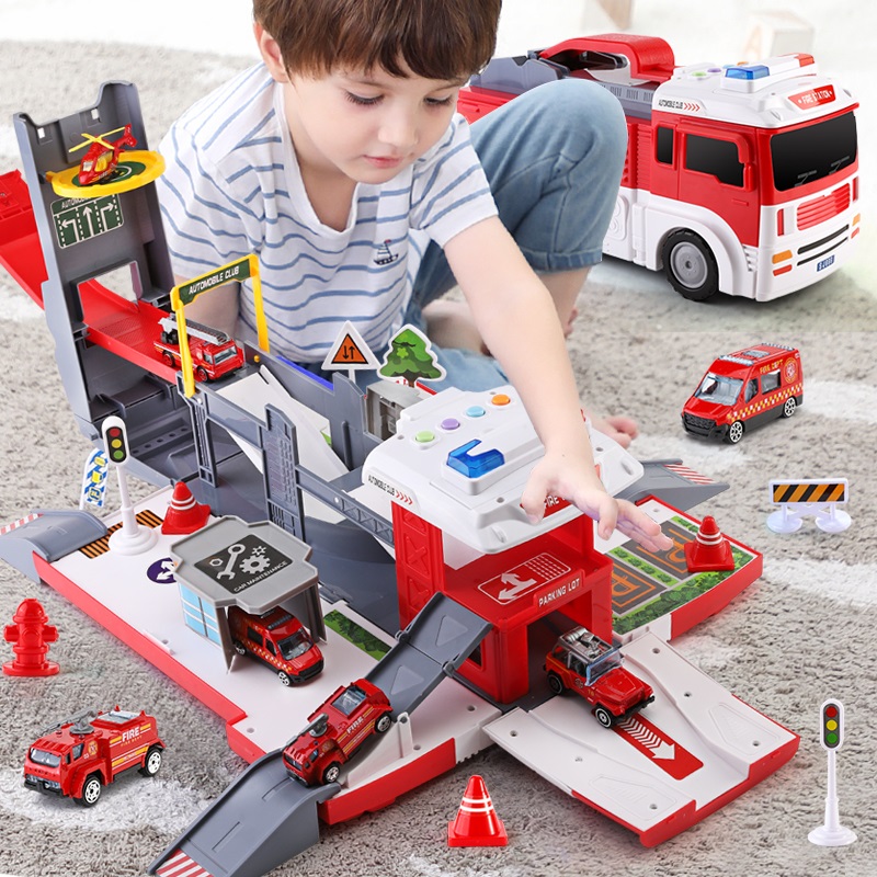 Fire Truck Toy car Development Intelligence Brain Birthday gift for 3-4 year old children 6 Puzzle multi-functional boys
