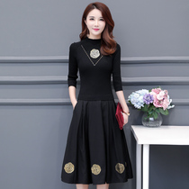 New 2021 autumn and winter lady fake two-piece suit womens 40-year-old mother middle-aged dress