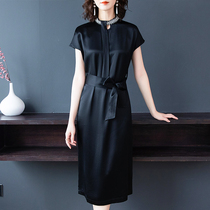 Broadwife Genuine Silk Dress Woman 2022 New Summer Acetate Satin Fashion Mom High-end Famous Hime Temperament Trendy