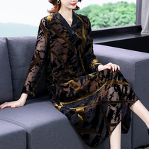 Long sleeves silk suede one-piece dress Girl 2022 Spring paragraph New Fat Man Gas 45 ten-year-old wearing a skirt covered with a thin belly