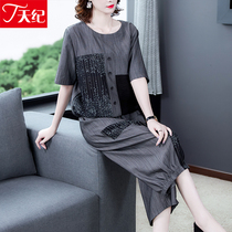 Pure HEMP SUIT 2022 New summer Mama cotton linen Two sets of big size women dress Belly Fashion Ocean