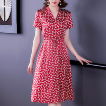 Acetate Satin Coat Dress Woman 2022 New Summer Guido Mrs. Mom Young High-end Real Silk Mulberry Silk Dresses