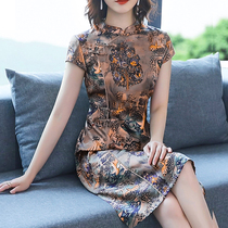 Fragrant Clouds Yarn Chinese Qipao Daily 2022 New Your Wife Wide Mrs. Genuine Silk Mother Improved Version Dress Dress