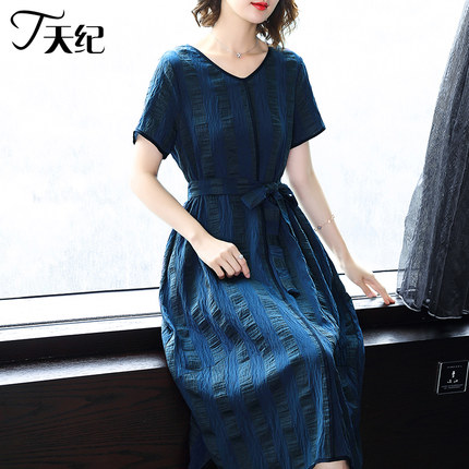棉绸棉麻连衣裙女夏季2017新款中长款宽松显
