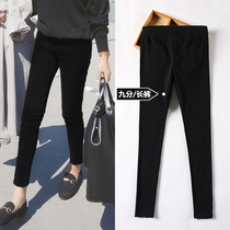 Black ankle-length pants female leggings outer wear thin stretch skinny pencil pants black pants elastic waist pants feet