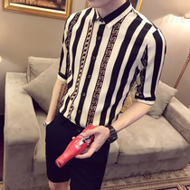 70% sleeve shirt male summer ice silk cool and casual yuppie handsome half sleeve inch dress trendy Korean version sashimi blouse blouse