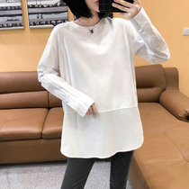Europe station 2022 Early spring blouses design Feel Cuff Splicing Shirt Woman Stack Wearing inside a white undershirt T-shirt