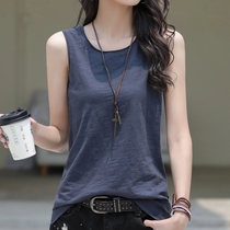 Harness vest woman 2022 new summer slim outside wearing sleeveless lap pure cotton blouse loose casual hit bottom T-shirt