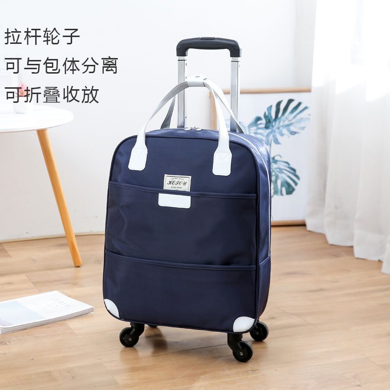 Foldable Oxford cloth universal wheel trolley bag trolley-type light travel bag large-capacity male and female boarding luggage bag