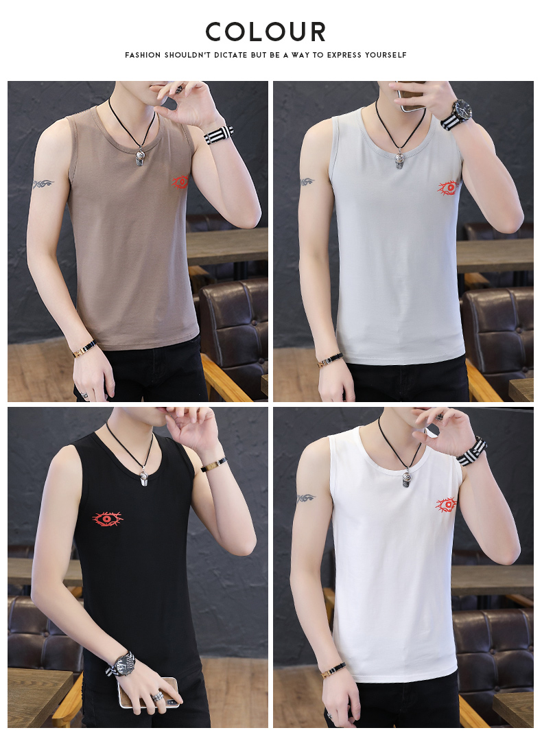 2 mảnh] vest thể thao nam thủy triều thương hiệu thể dục vest vai nam bóng rổ cá tính xu hướng mùa hè cotton không tay áo thun nam - Áo vest cotton áo vest da nam