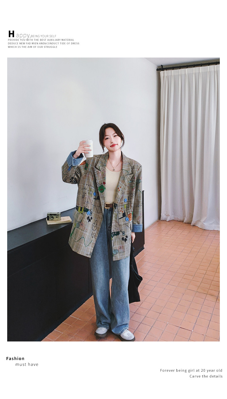 Цветной осенний дизайнерский пиджак классического кроя, тренд сезона, оверсайз 