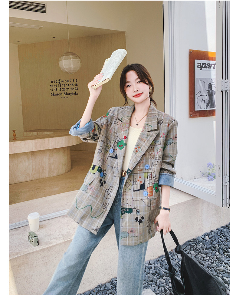 Цветной осенний дизайнерский пиджак классического кроя, тренд сезона, оверсайз 