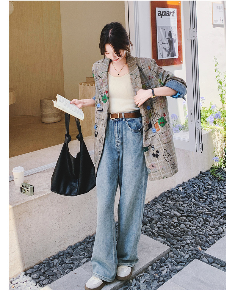 Цветной осенний дизайнерский пиджак классического кроя, тренд сезона, оверсайз 