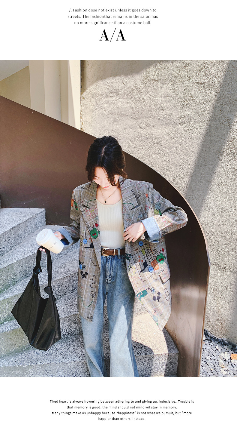 Цветной осенний дизайнерский пиджак классического кроя, тренд сезона, оверсайз 