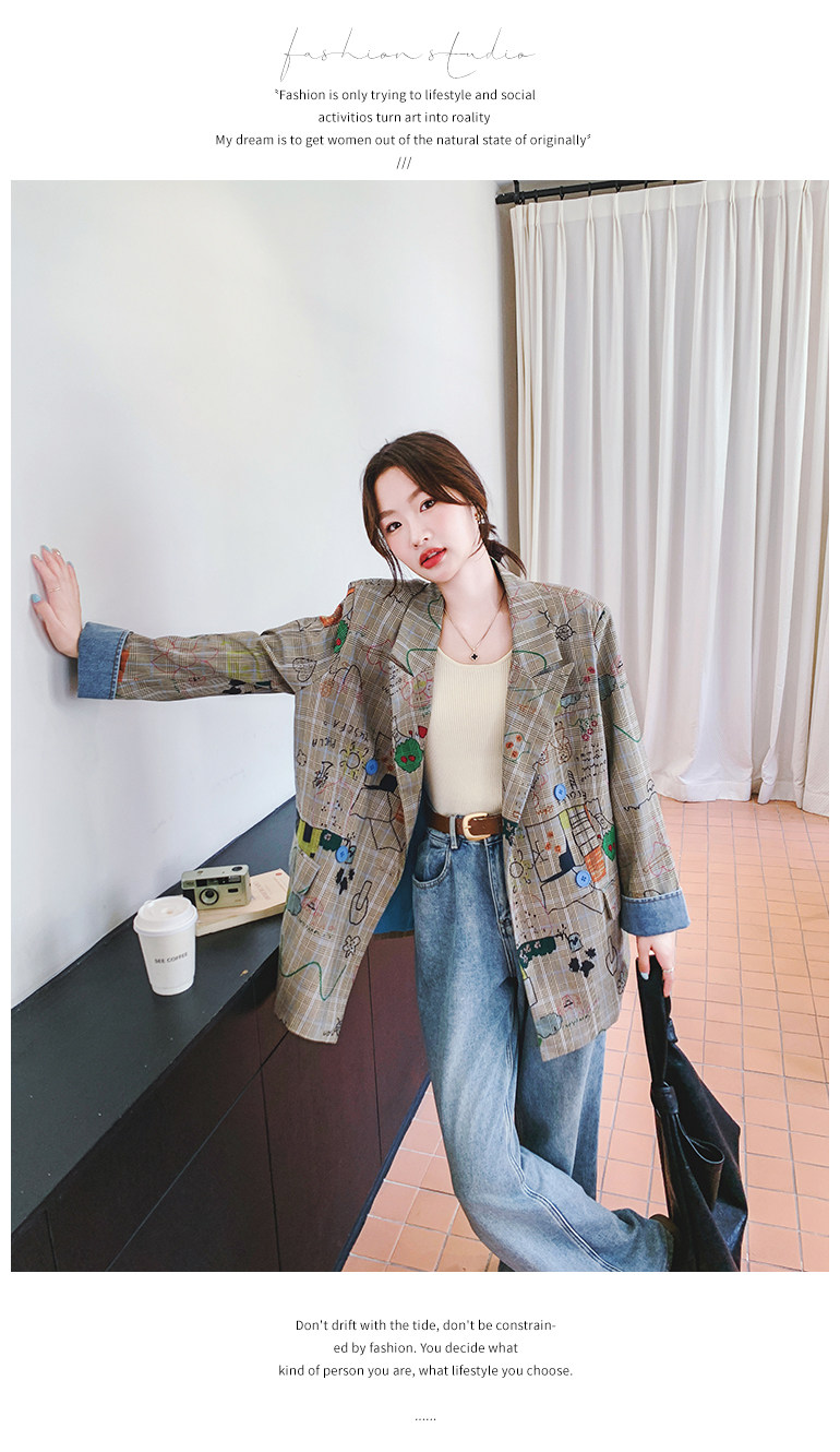 Цветной осенний дизайнерский пиджак классического кроя, тренд сезона, оверсайз 