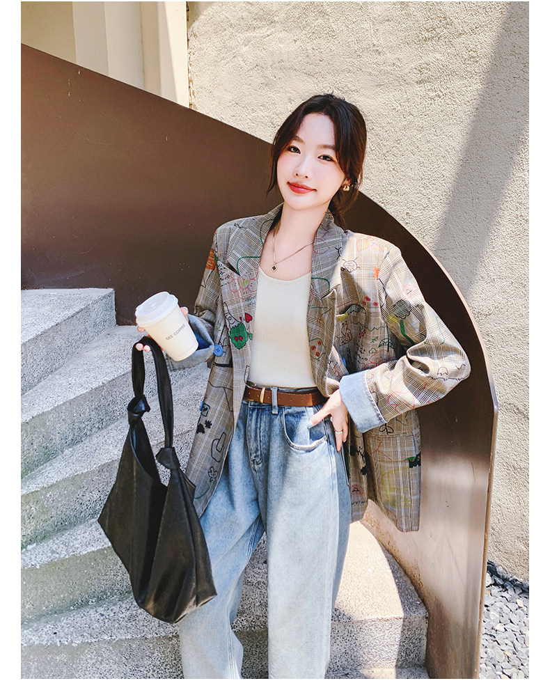 Цветной осенний дизайнерский пиджак классического кроя, тренд сезона, оверсайз 