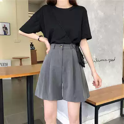 Casual shorts women's high waist straight loose all-match thin Korean suit WIDE leg pants WOMEN'S summer FENING MAJE